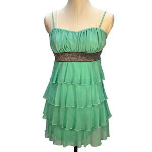 Y2K Long Tank Top - Mini  Dress Size Medium Tiered Milkmaid Top Mint Green